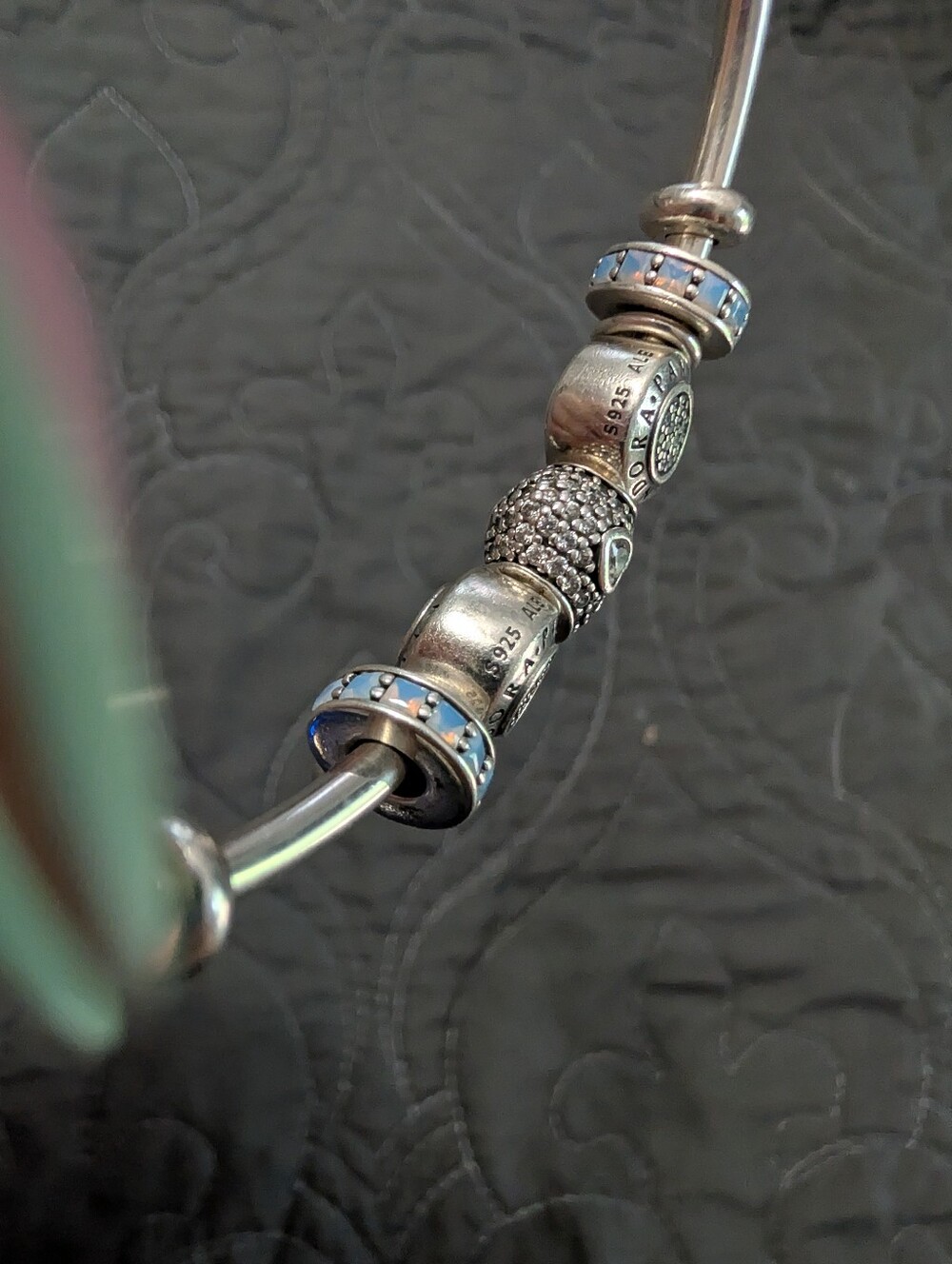 Pandora-Silver Heart Charm Bangle Bracelet - Picture 4 of 17